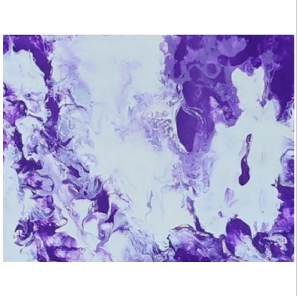 Hand Crafted Purple and White Abstract Design 11x14 Inches Canvas Painting - Picture 3 of 4